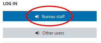 screenshot of the Bureau staff login button on the site homepage