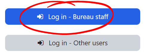 screenshot of the Bureau staff login button on the site homepage